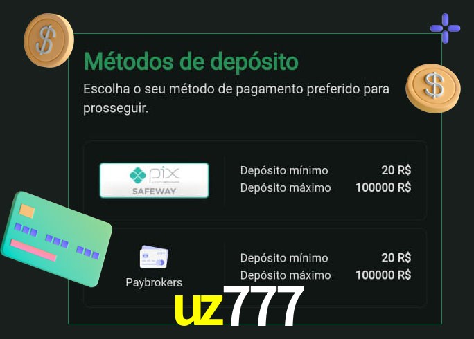 O cassino uz777 oferece uma grande variedade de métodos de pagamento